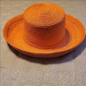 EricJavits New York | Vibrant Orange Wide-Brim Straw Hat